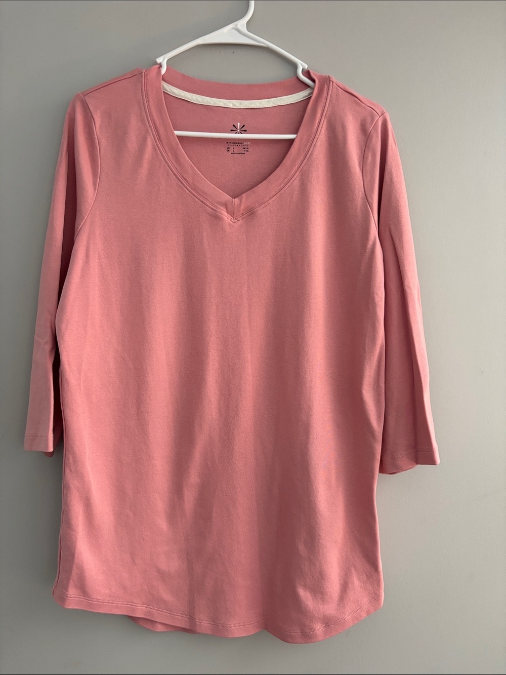 Isaac Mizrahi Dusty Rose V-Neck Long Sleeve Tee